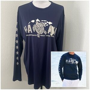 Island Crew Aloha 2XL Navy Dri-Fit Hawaii Maui Kauai Island Long Sleeve Shirt